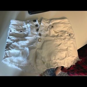 high rise white jean shorts